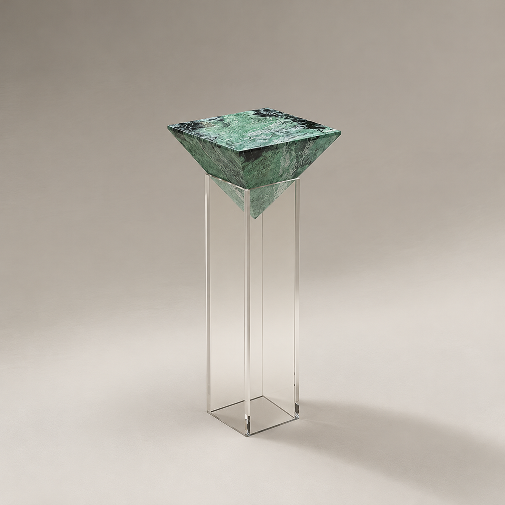 Levitate Prism Marble & Acrylic Pedestal Side Table Set – view 2