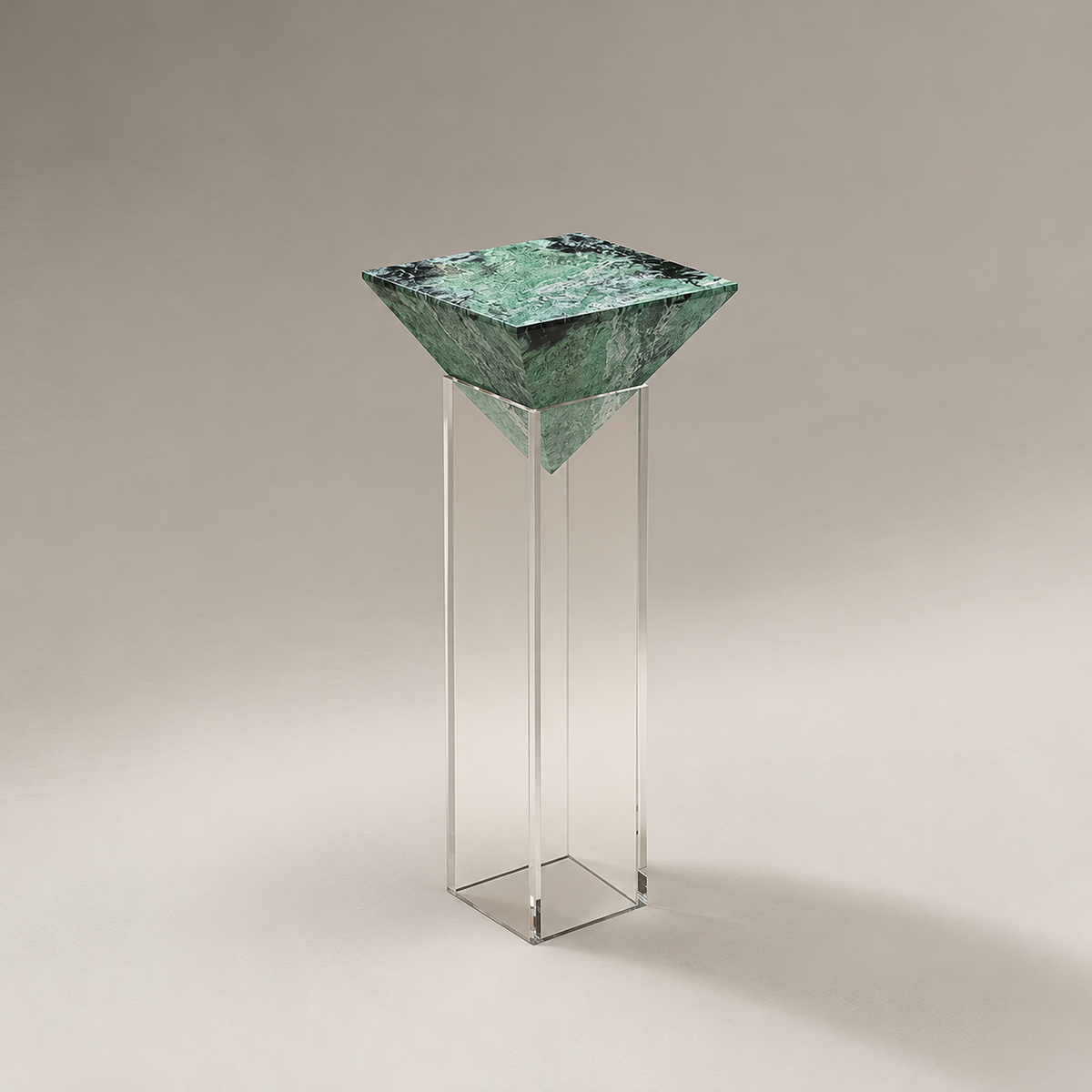 Levitate Prism Marble & Acrylic Pedestal Side Table Set – view 2
