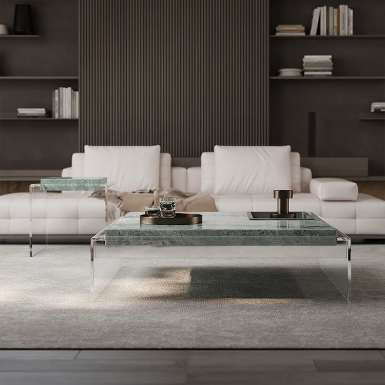 Levitate Floating Marble & Acrylic Coffee Table by Marble on Glass