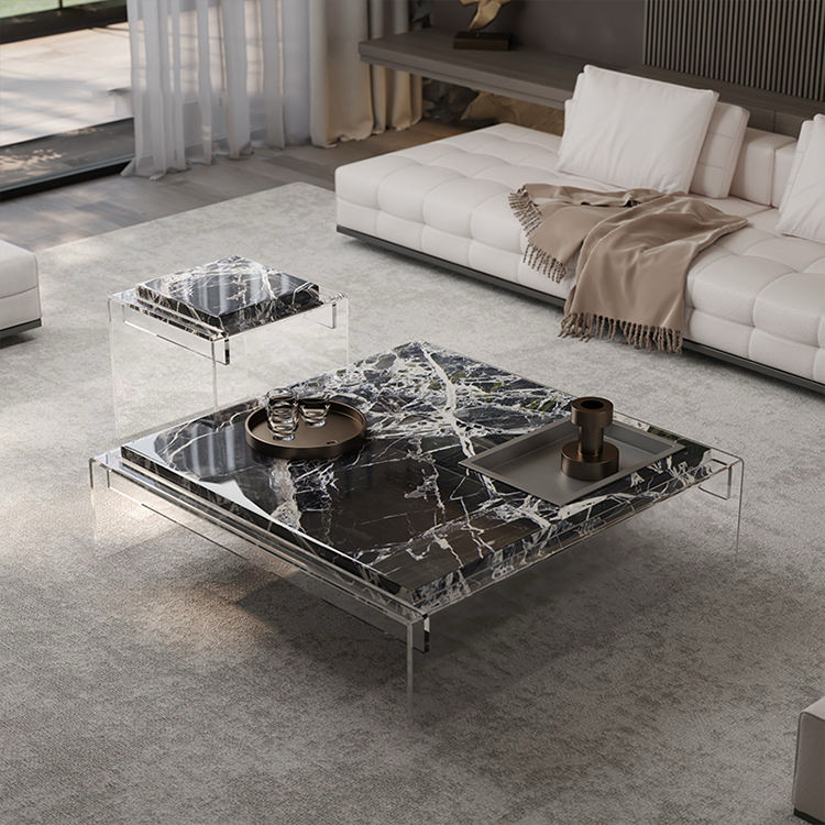 Levitate Floating Marble & Acrylic Coffee Table – view 3