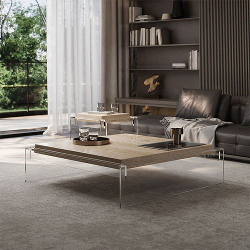 Levitate Floating Marble & Acrylic Coffee Table – view 2