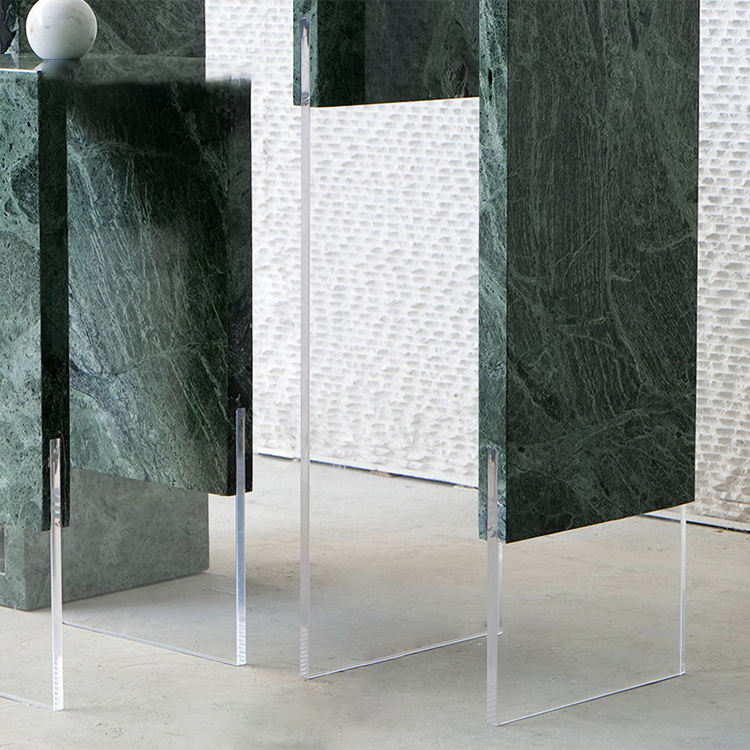 Levitate Sculptural Green Marble & Acrylic Pedestal Set – view 2
