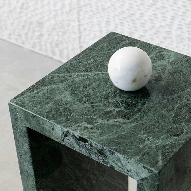 Levitate Sculptural Green Marble & Acrylic Pedestal Set – view 3