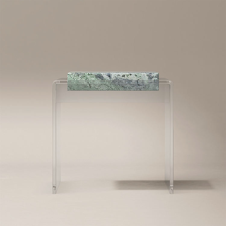Levitate Floating Green Marble & Acrylic Side Table – view 3