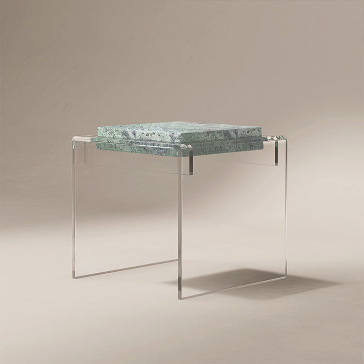 Levitate Floating Green Marble & Acrylic Side Table – view 2