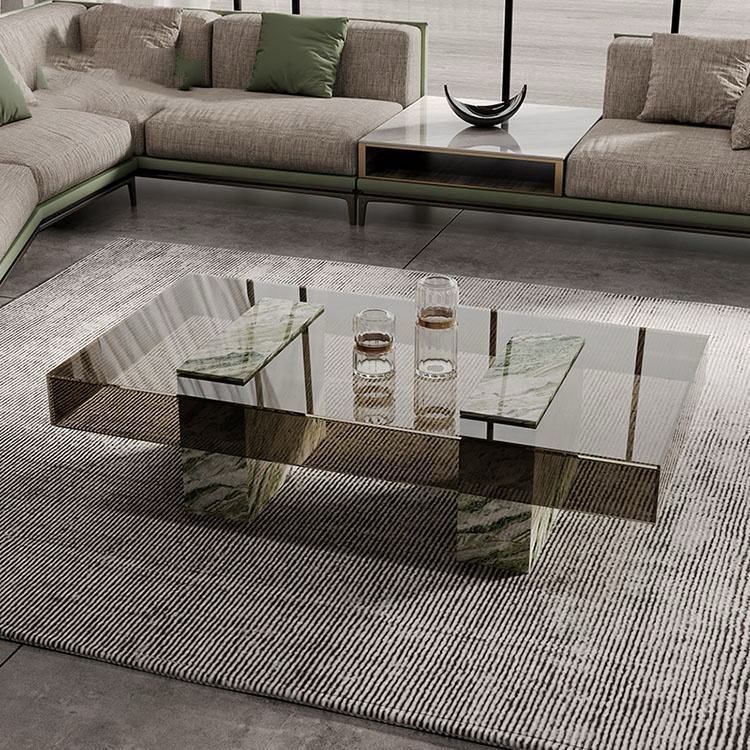 Monolith Breccia Marble & Smoked Glass Coffee Table – view 4