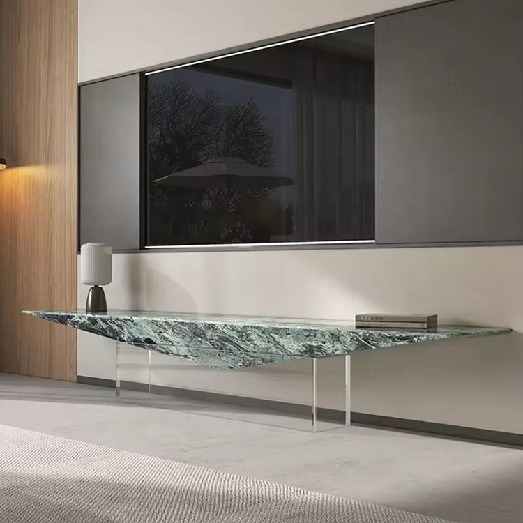 Levitate Sculptural Marble & Acrylic TV Console by Marble on Glass