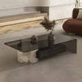 Monolith Smoked Glass & Marble Coffee Table by Marble on Glass