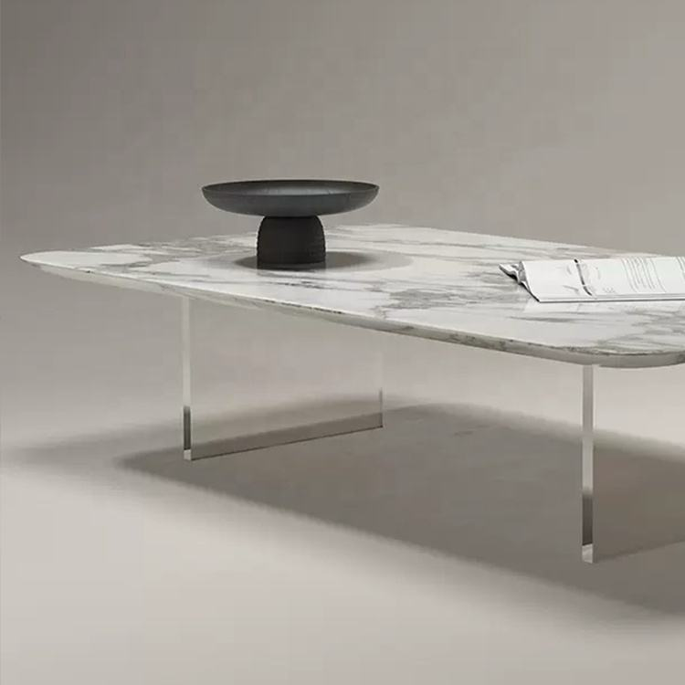 Levitate Sculptural Marble & Acrylic Coffee Table – view 2