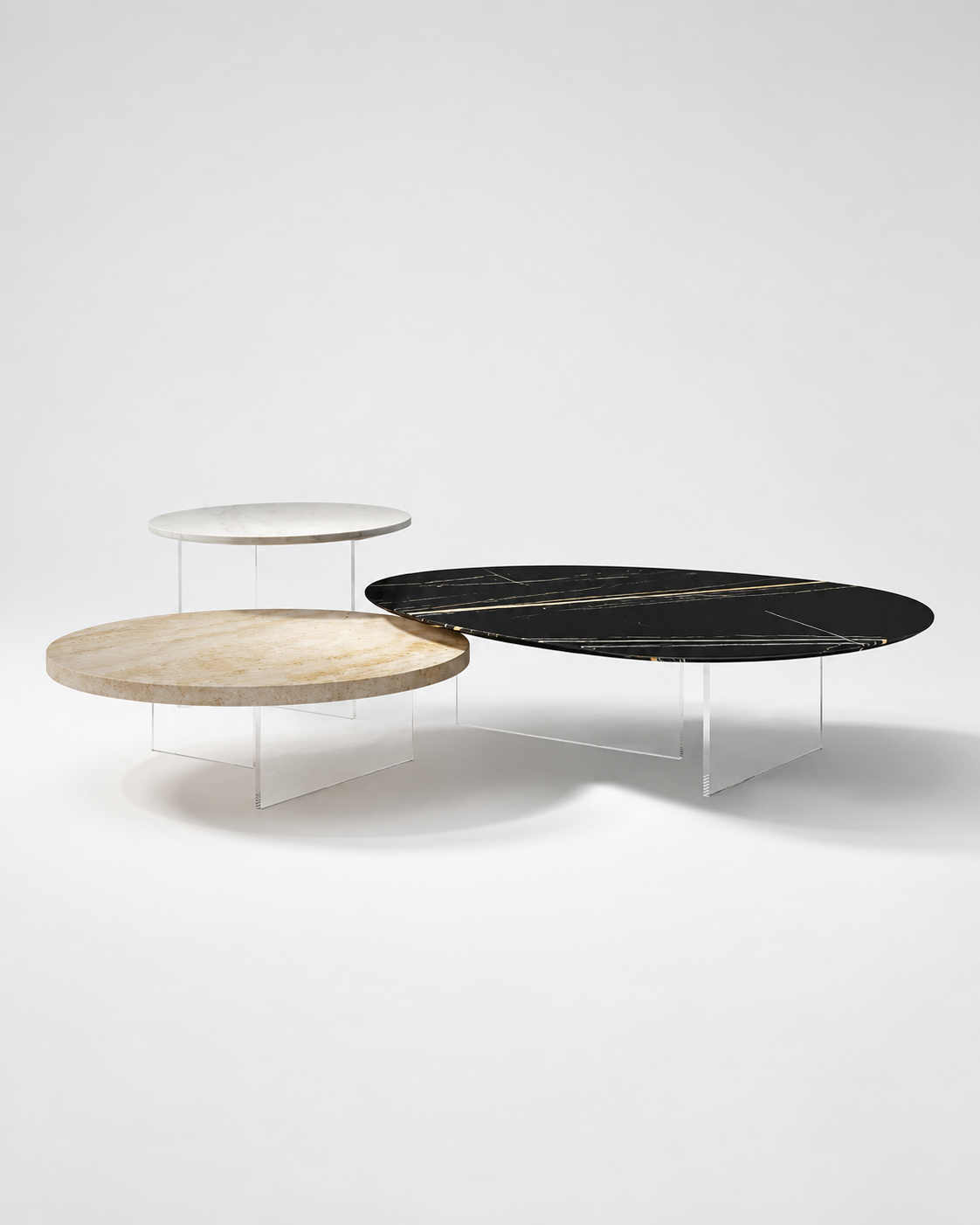 Levitate Trio Marble & Acrylic Nesting Coffee Tables – view 3