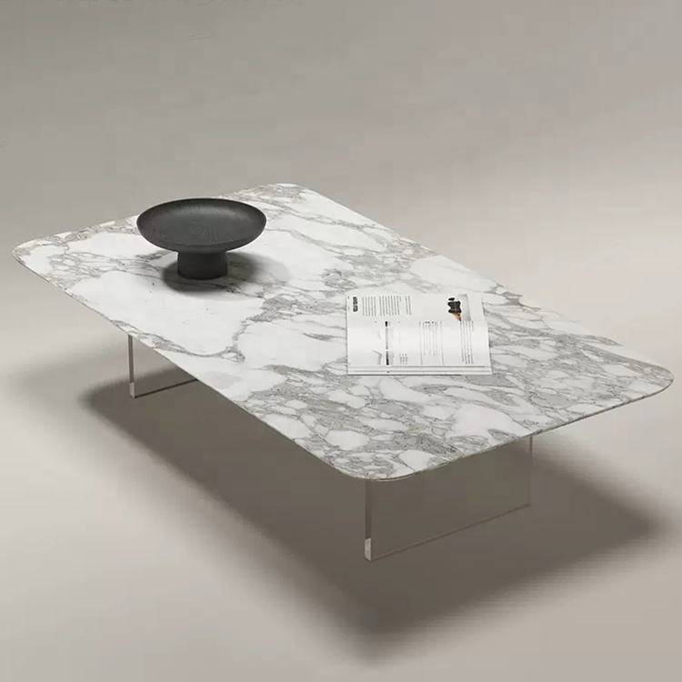 Levitate Sculptural Marble & Acrylic Coffee Table – view 3